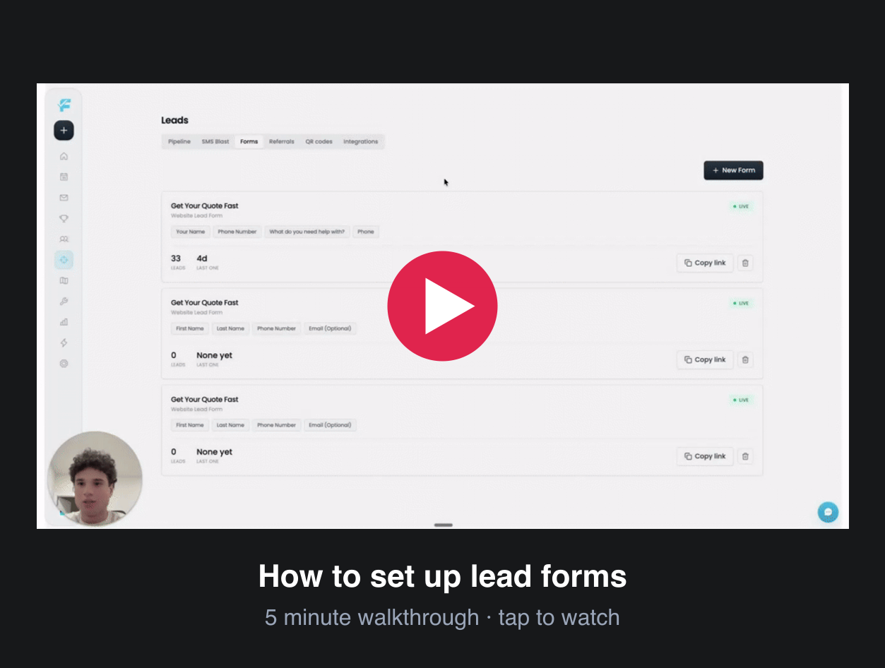 Watch: how to set up lead forms, a five-minute walkthrough.